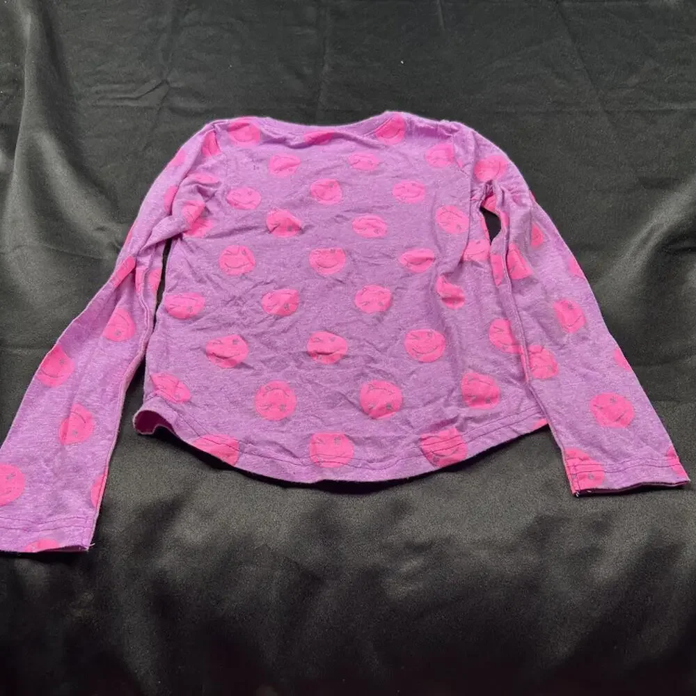 OshKosh B’gosh Girls Purple Long Sleeve Shirt Pink Smiley‎ Faces Size 6Y